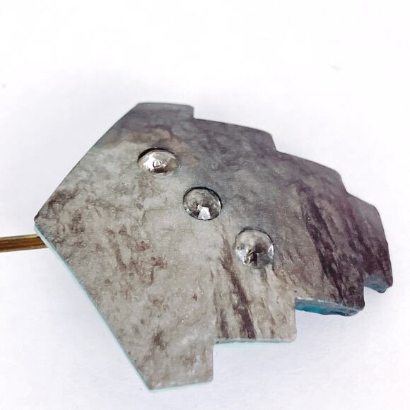 Vintage 80s Art Deco Revival Rhinestone Collar Pin Bar Brooch Geometric Jewelry - Picture 6 of 12